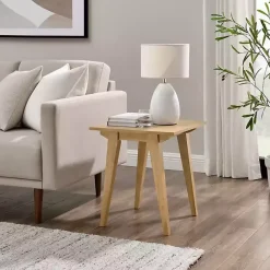 Kirklands Home English Oak Wood Minimalist Accent Table Tan