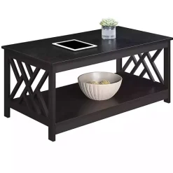 Kirklands Home Espresso Cut-Out Sides Coffee Table Brown