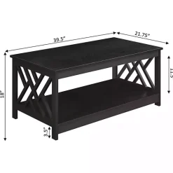 Kirklands Home Espresso Cut-Out Sides Coffee Table Brown