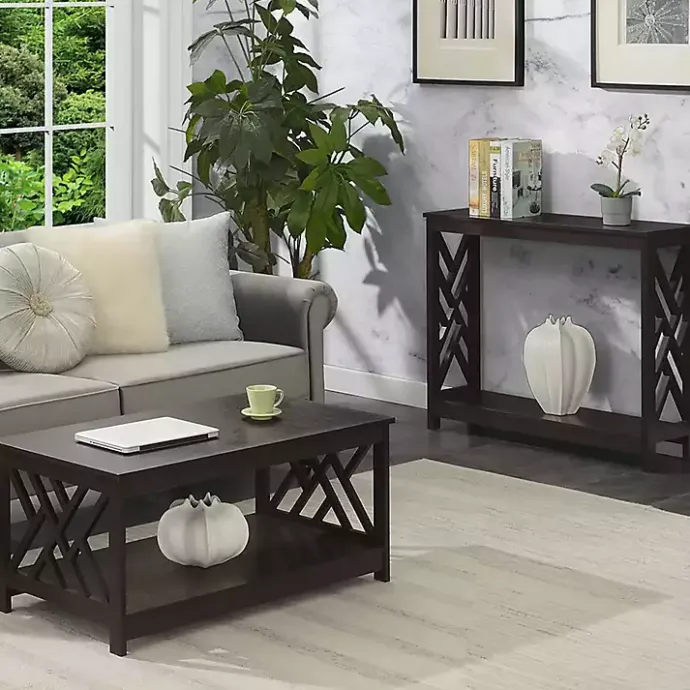 Kirklands Home Espresso Cut-Out Sides Coffee Table Brown