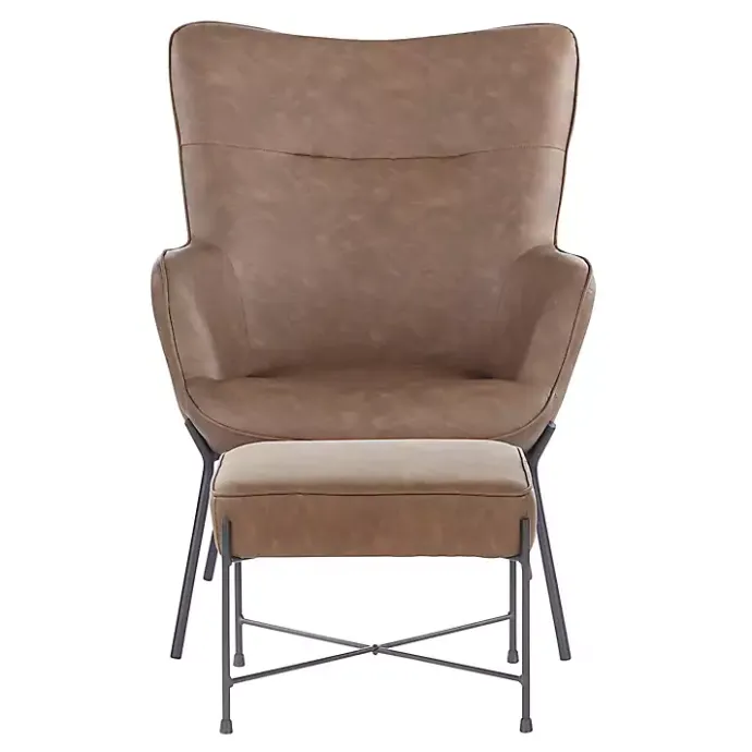 Best Kirklands Home Espresso Faux Leather 2-pc. Chair and Ottoman Set Brown