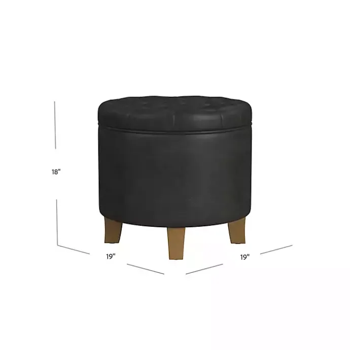New Kirklands Home Espresso Faux Leather Tufted Storage Ottoman Brown