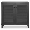 New Kirklands Home Espresso Shutter Door Wooden Cabinet