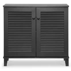New Kirklands Home Espresso Shutter Door Wooden Cabinet