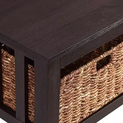 Clearance Kirklands Home Espresso Traditional Wooden Basket Coffee Table Brown