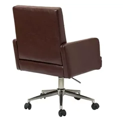 Sale Kirklands Home Espresso Tufted Faux Leather Swivel Office Chair Brown