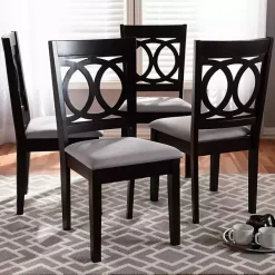 Sale Kirklands Home Espresso Wood Lenoir Dining Chairs, Set of 4 Gray