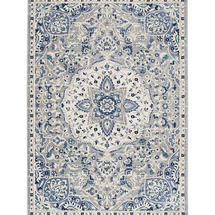 Hot Kirklands Home Faded Gray & Blue Floral Medallion Area Rug, 5x7