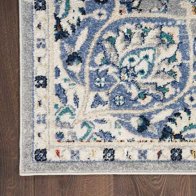 Hot Kirklands Home Faded Gray & Blue Floral Medallion Area Rug, 5x7