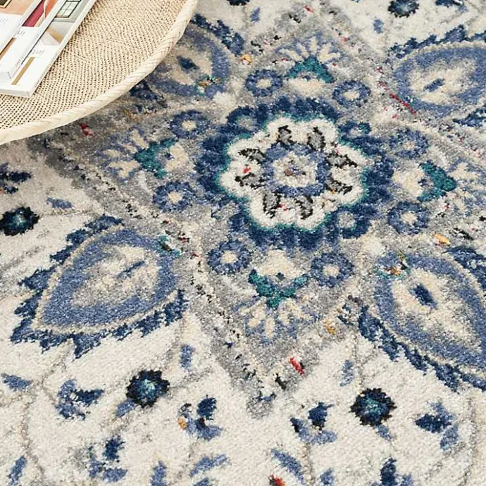 Hot Kirklands Home Faded Gray & Blue Floral Medallion Area Rug, 5x7