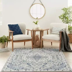 Hot Kirklands Home Faded Gray & Blue Floral Medallion Area Rug, 5x7