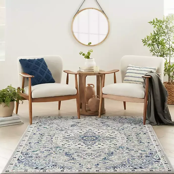 Hot Kirklands Home Faded Gray & Blue Floral Medallion Area Rug, 5x7