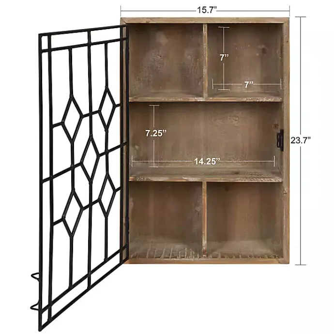 Sale Kirklands Home Farmhouse Chic Rustic Wood & Iron Wall Cabinet