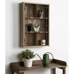 Sale Kirklands Home Farmhouse Chic Rustic Wood & Iron Wall Cabinet