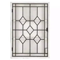 Sale Kirklands Home Farmhouse Chic White Wood & Iron Wall Cabinet