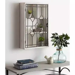 Sale Kirklands Home Farmhouse Chic White Wood & Iron Wall Cabinet