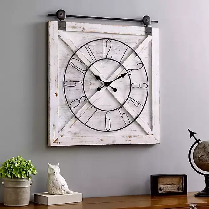 Sale Kirklands Home Farmstead Wooden Barn Door Clock White