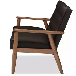 Outlet Kirklands Home Faux Leather and Rubberwood Loveseat, 49 in. Brown