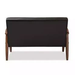Outlet Kirklands Home Faux Leather and Rubberwood Loveseat, 49 in. Brown