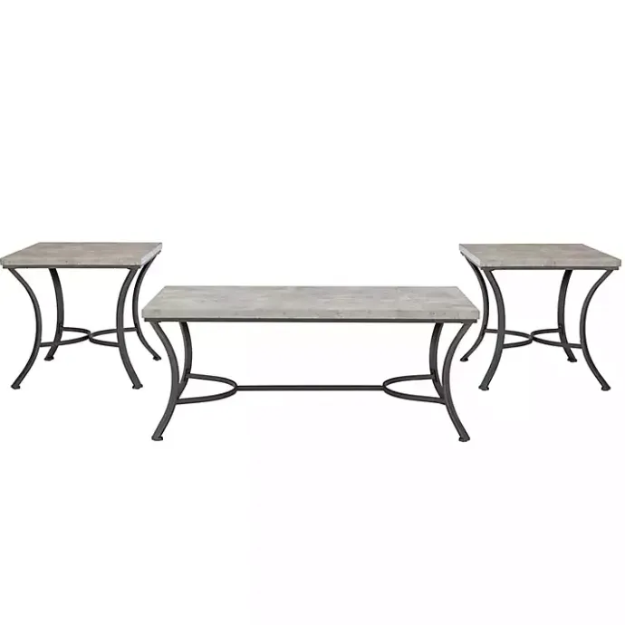 New Kirklands Home Faux Concrete 3-pc. Coffee & Side Table Set Tan