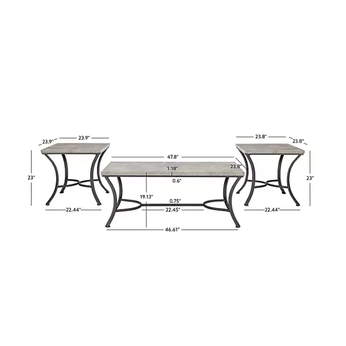 New Kirklands Home Faux Concrete 3-pc. Coffee & Side Table Set Tan