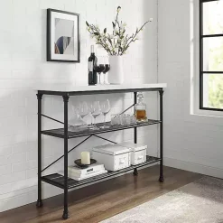 Best Kirklands Home Faux Marble Top 3-Tier Melody Console Table Black