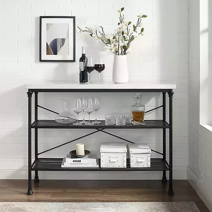 Best Kirklands Home Faux Marble Top 3-Tier Melody Console Table Black