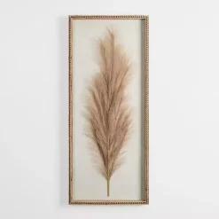 Clearance Kirklands Home Faux Pampas Grass Beaded Frame Wall Plaque Tan