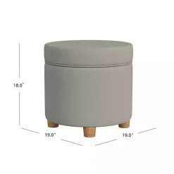 Sale Kirklands Home Fawn Round Velvet Storage Ottoman Gray