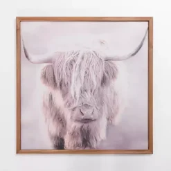 Outlet Kirklands Home Felt Highland Cow Framed Art Print Gray