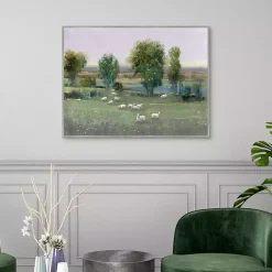 Discount Kirklands Home Field of Sheep Framed Canvas Art Print Green