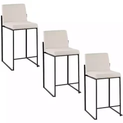 Discount Kirklands Home Fiji Beige Upholstered Counter Stools, Set of 3 Tan