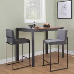 New Kirklands Home Fiji Charcoal Upholstered Counter Stools, Set of 3 Gray