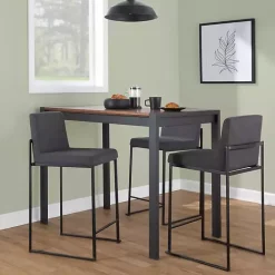 New Kirklands Home Fiji Charcoal Upholstered Counter Stools, Set of 3 Gray
