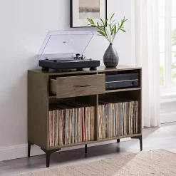 Discount Kirklands Home Finn Record Storage Media Cabinet Brown