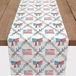 New Kirklands Home Flags and Bows 4th of July Table Runner, 72 in.