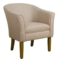 New Kirklands Home Flax Brown Modern Barrel Accent Chair Tan