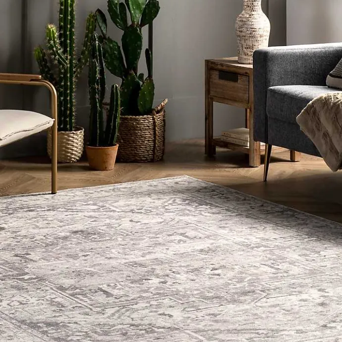 Sale Kirklands Home Flo Vintage Medallion Washable Area Rug, 6x9 Gray