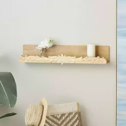 Clearance Kirklands Home Floral Scroll Natural Wood Wall Shelf