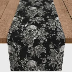 Outlet Kirklands Home Floral Skulls Halloween Table Runner