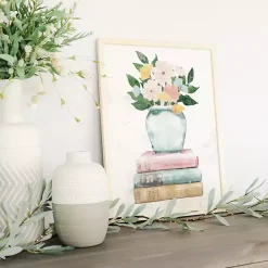 Best Kirklands Home Floral Vase on Books Framed Art Print