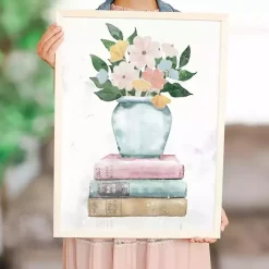 Best Kirklands Home Floral Vase on Books Framed Art Print