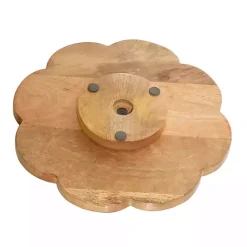 New Kirklands Home Floral Wood Lazy Susan Cake Stand Brown