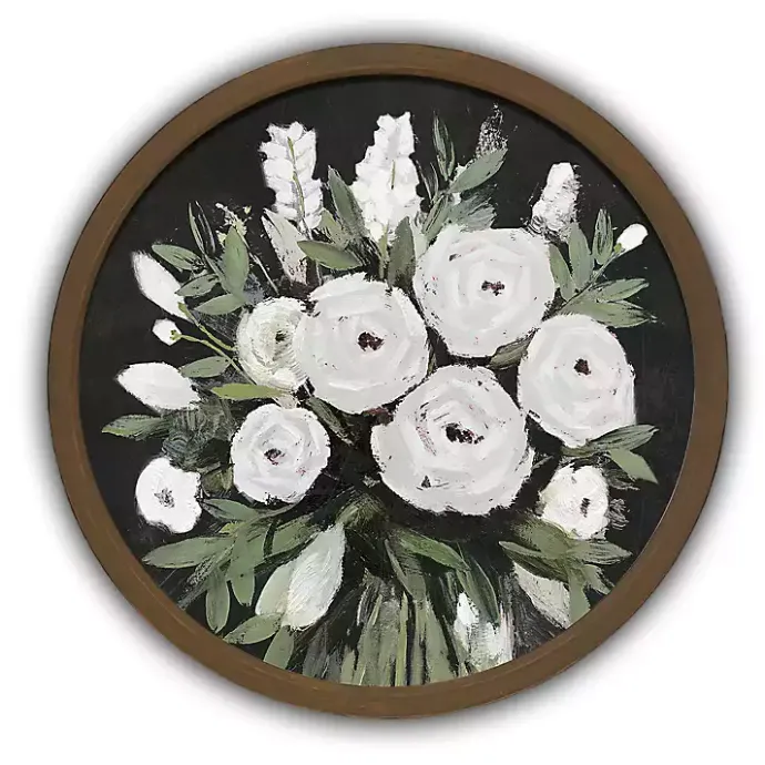 Discount Kirklands Home Flowers on Black Background Brown Framed Art Print