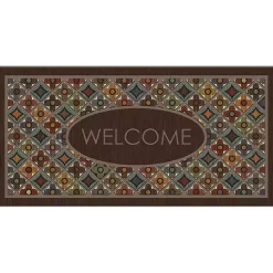 Outlet Kirklands Home Flowery Tiles Entry Doormat Brown
