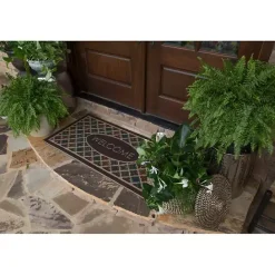 Outlet Kirklands Home Flowery Tiles Entry Doormat Brown