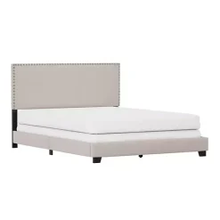 Online Kirklands Home Fog Upholstered Nailhead Trim Queen Bed Gray