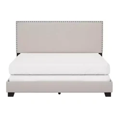 Online Kirklands Home Fog Upholstered Nailhead Trim Queen Bed Gray