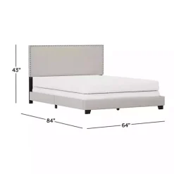 Online Kirklands Home Fog Upholstered Nailhead Trim Queen Bed Gray