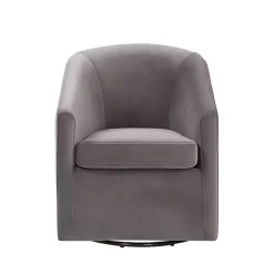 Clearance Kirklands Home Fog Velvet Swivel Barrel Accent Chair Gray